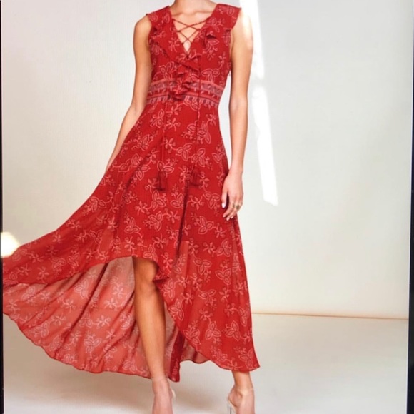 Willow & Clay paisley high low lace up front dress - Picture 2 of 5